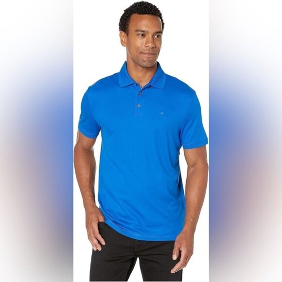 Calvin Klein Men’s XL Pima Cotton Polo Shirt in Royal Blue - Classic Fit - Picture 1 of 13